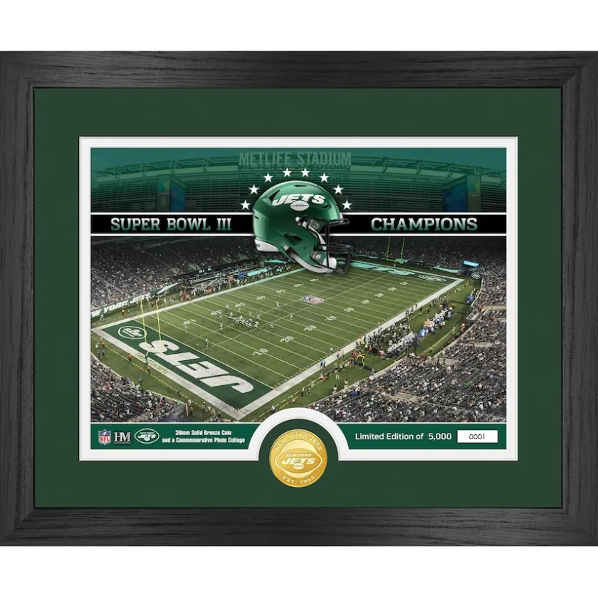 Plaques^New York Jets Highland Mint 13" X 16" Stadium Bronze Coin Photo Mint