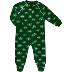 Underwear & Sleepwear^New York Jets Infant Green Allover Print Raglan Full-Zip Sleeper