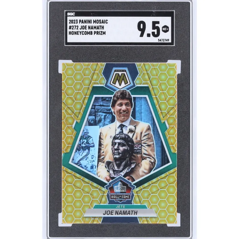 Trading Cards^New York Jets Joe Namath 2023 Panini Mosaic Honeycomb Case Hit #272 SGC Authenticated 9.5 Card