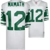 Autographed Items|Collectible Jerseys^New York Jets Joe Namath Autographed White Mitchell & Ness Replica Jersey