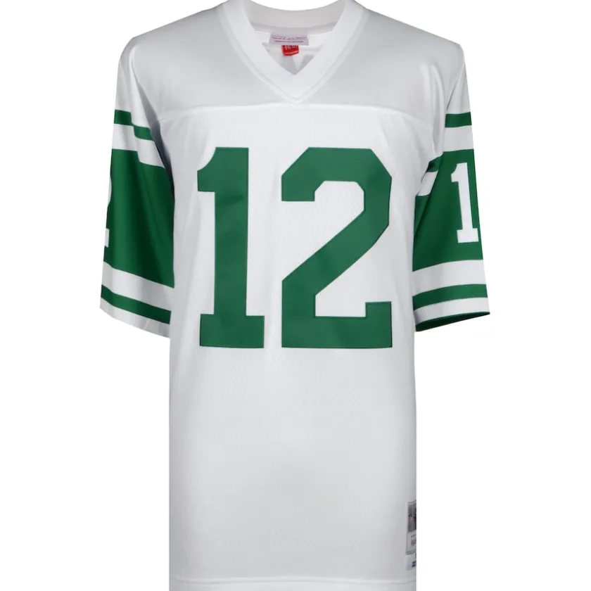 Autographed Items|Collectible Jerseys^New York Jets Joe Namath Autographed White Mitchell & Ness Replica Jersey