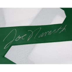 Autographed Items|Collectible Jerseys^New York Jets Joe Namath Autographed White Mitchell & Ness Replica Jersey