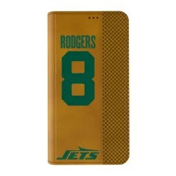 Phone Cases|Electronics^New York Jets Keyscaper Aaron Rodgers Brown Folio IPhone Case