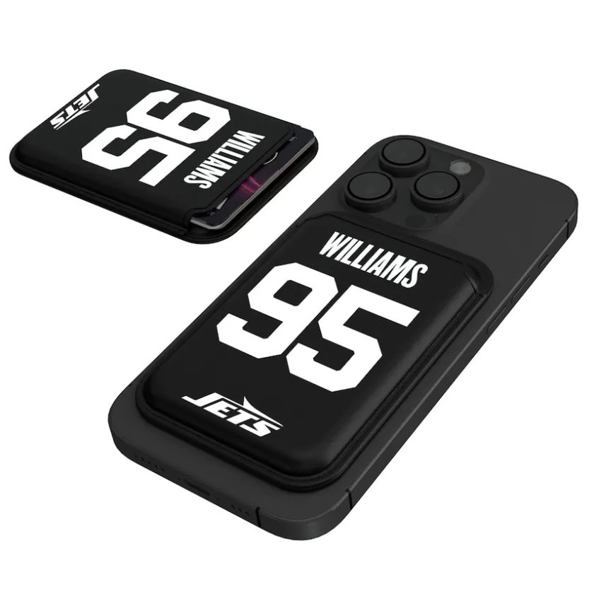 Checkbooks-Wallets^New York Jets Keyscaper Quinnen Williams Black Magnetic Credit Card Wallet