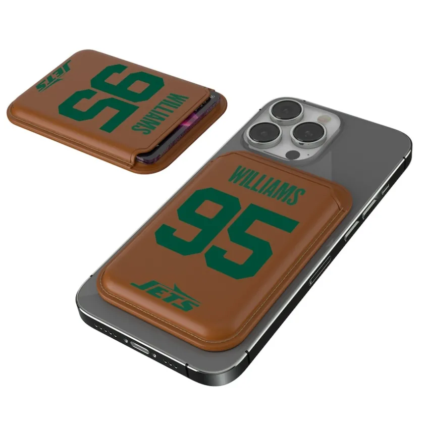 Checkbooks-Wallets^New York Jets Keyscaper Quinnen Williams Brown Magnetic Credit Card Wallet