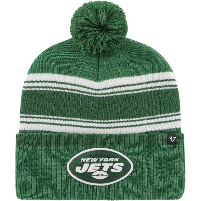 Knit^New York Jets Men's '47 Green Fadeout Cuffed Knit Hat With Pom