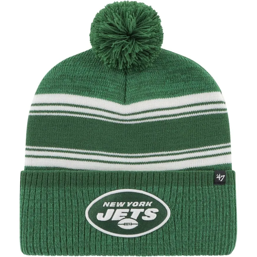 Knit^New York Jets Men's '47 Green Fadeout Cuffed Knit Hat With Pom