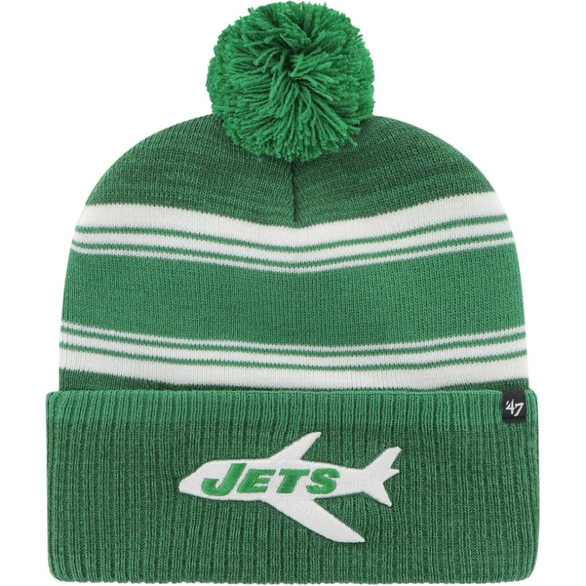 Knit^New York Jets Men's '47 Green Fadeout Cuffed Knit Hat With Pom