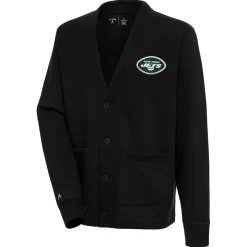 Sweaters & Dress Shirts|Sweaters^New York Jets Men's Antigua Black Victory Button-Up Cardigan