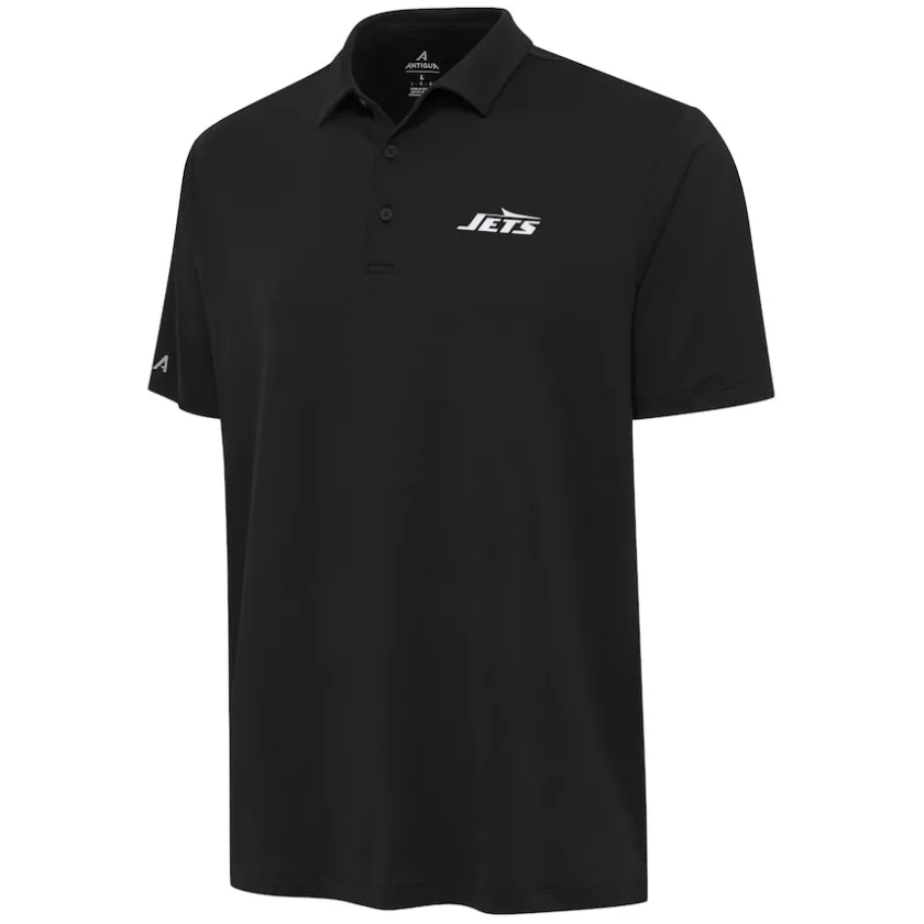 Polos^New York Jets Men's Antigua Black Reprocess Polo