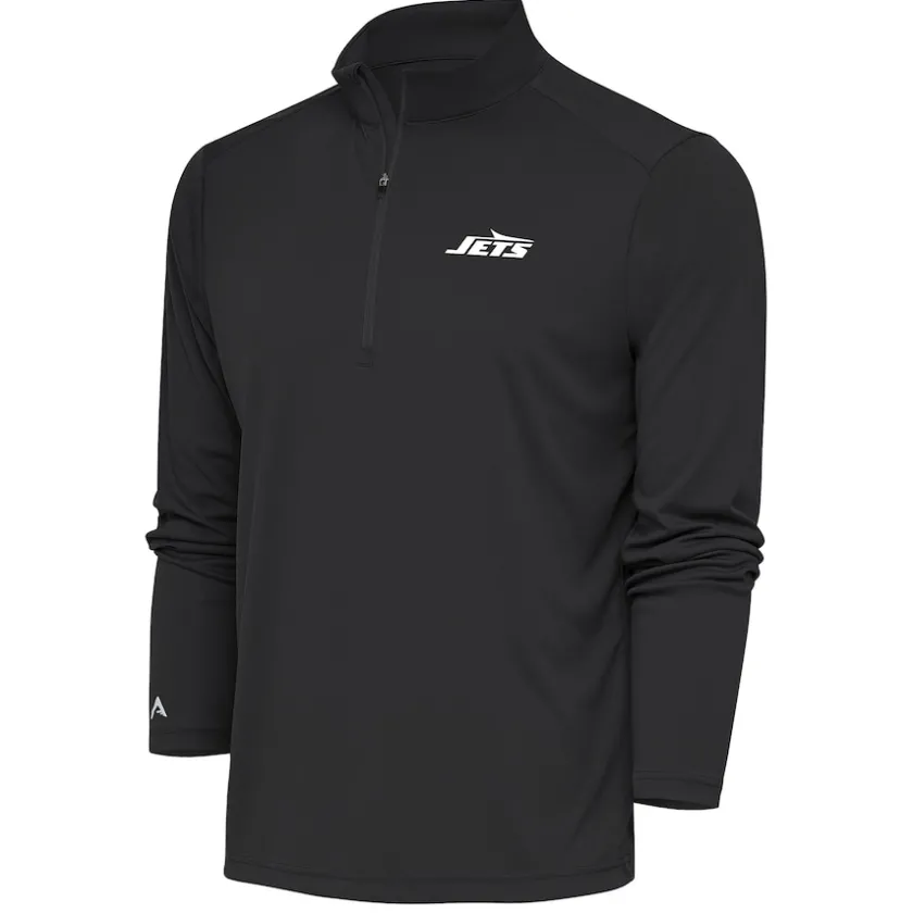 Jackets|Sweatshirts & Fleece^New York Jets Men's Antigua Gray Tribute Quarter-Zip Pullover Top