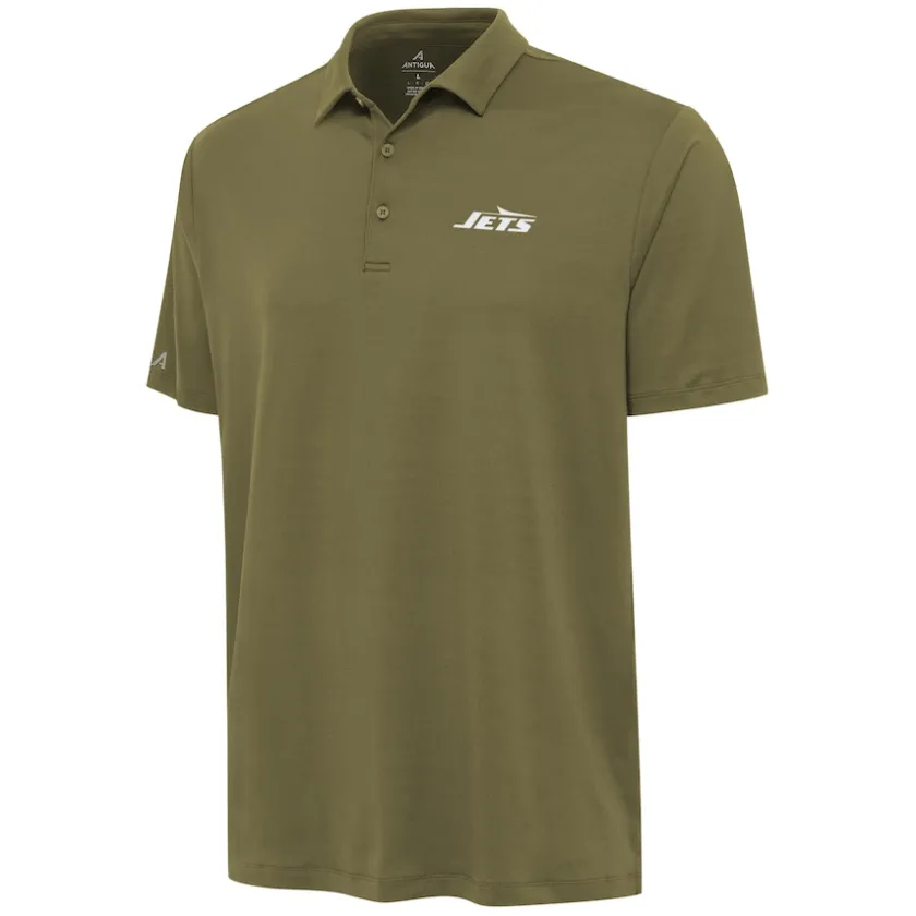 Polos^New York Jets Men's Antigua Olive Reprocess Polo