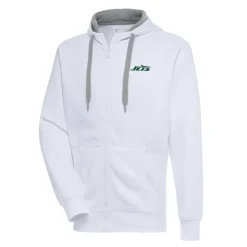Jackets|Big & Tall^New York Jets Men's Antigua White Big & Tall Victory Full-Zip Hoodie