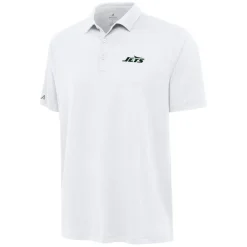Polos^New York Jets Men's Antigua White Reprocess Polo