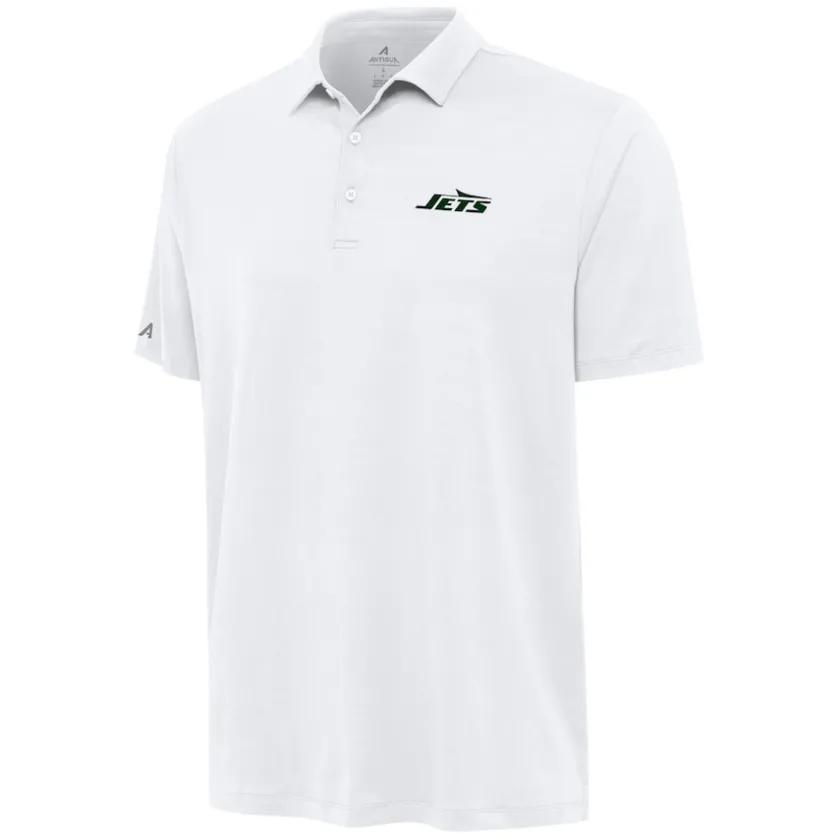 Polos^New York Jets Men's Antigua White Reprocess Polo