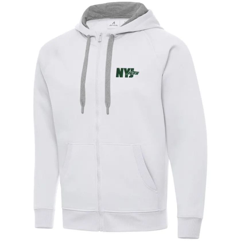 Jackets^New York Jets Men's Antigua White Victory Full-Zip Hoodie