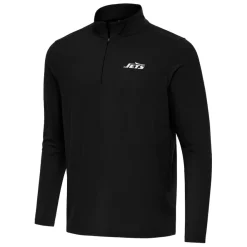 Jackets|Sweatshirts & Fleece^New York Jets Men's Antigua Black Intent Quarter-Zip Pullover Top