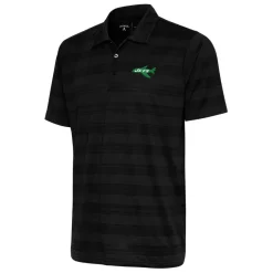 Polos^New York Jets Men's Antigua Black Team Logo Throwback Compass Polo