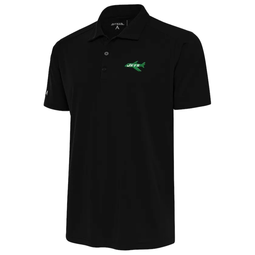 Polos|Big & Tall^New York Jets Men's Antigua Black Team Logo Throwback Big & Tall Tribute Polo