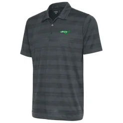 Polos^New York Jets Men's Antigua Charcoal Team Logo Throwback Compass Polo