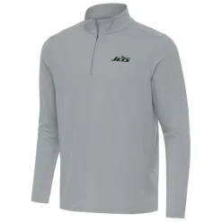 Jackets|Sweatshirts & Fleece^New York Jets Men's Antigua Gray Intent Quarter-Zip Pullover Top