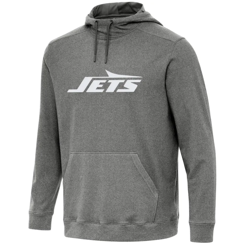 Jackets^New York Jets Men's Antigua Heather Black Cloud Pullover Hoodie