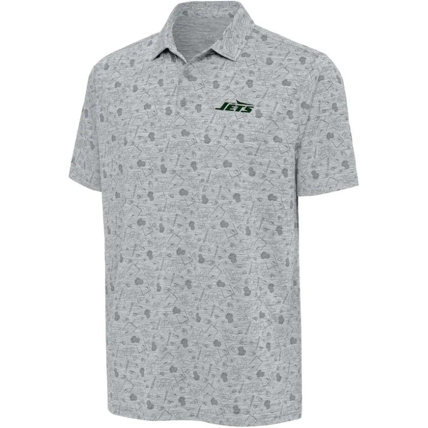 Polos^New York Jets Men's Antigua Heather Gray Relentless Polo