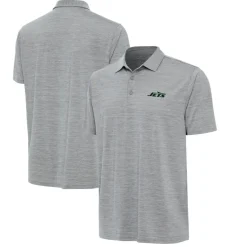 Polos^New York Jets Men's Antigua Heather Gray Layout Polo