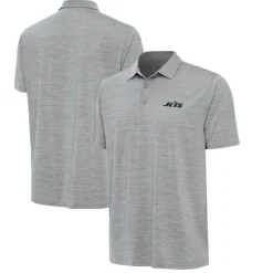 Polos^New York Jets Men's Antigua Heather Gray Layout Polo