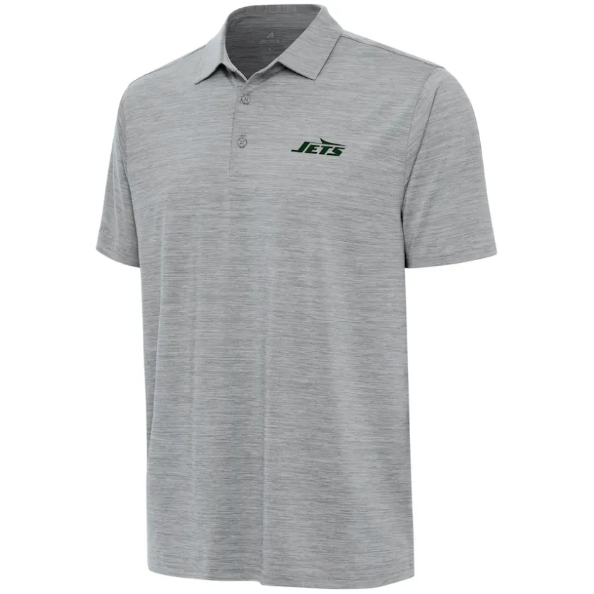 Polos^New York Jets Men's Antigua Heather Gray Layout Polo