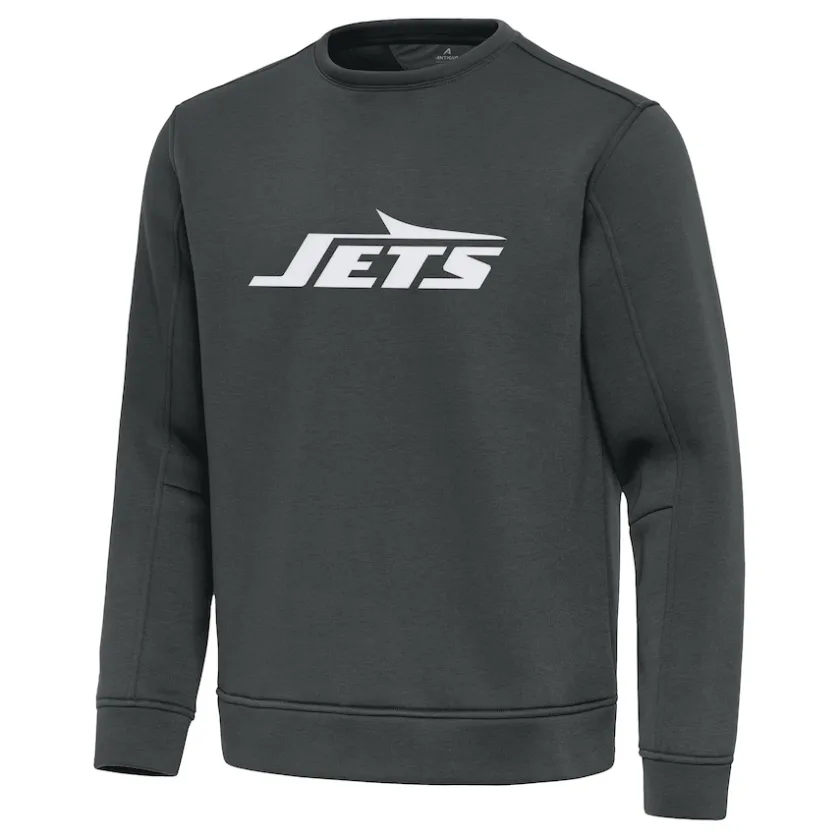 Jackets^New York Jets Men's Antigua Pewter Relevant Lightweight Pullover Sweatshirt