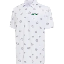 Polos^New York Jets Men's Antigua White Fireworks Polo