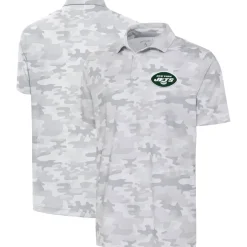 Polos^New York Jets Men's Antigua White Collide Polo