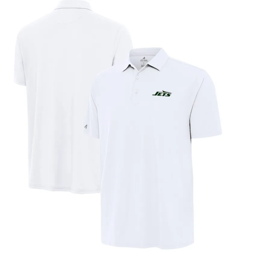 Polos^New York Jets Men's Antigua White Era Polo