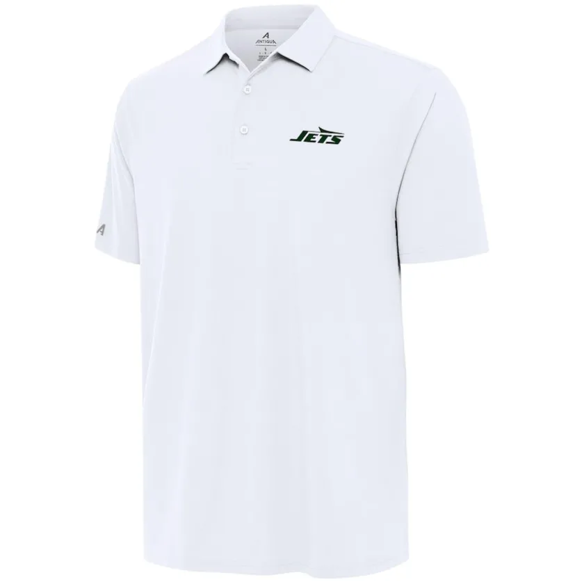 Polos^New York Jets Men's Antigua White Era Polo