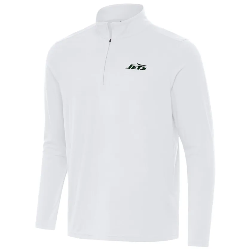 Jackets|Sweatshirts & Fleece^New York Jets Men's Antigua White Intent Quarter-Zip Pullover Top