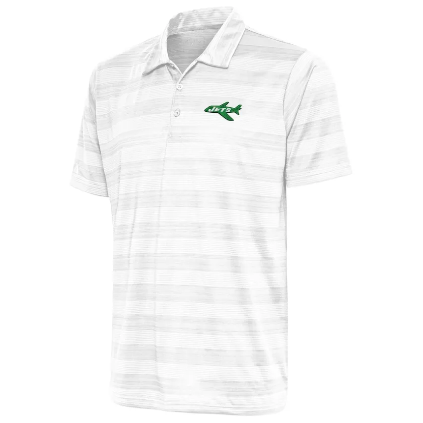 Polos^New York Jets Men's Antigua White Team Logo Throwback Compass Polo