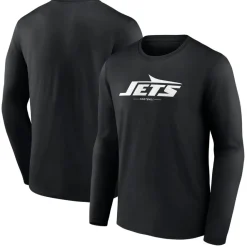 Long Sleeved^New York Jets Men's Black Logo Team Lockup Long Sleeve T-Shirt