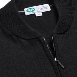 Sweaters & Dress Shirts|Sweatshirts & Fleece^New York Jets Men's Charles Tyrwhitt Black Merino Full-Zip Sweater