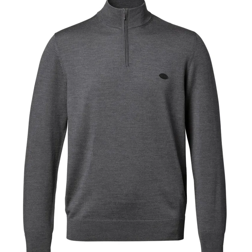 Sweaters & Dress Shirts|Sweatshirts & Fleece^New York Jets Men's Charles Tyrwhitt Gray Merino Quarter-Zip Pullover Sweater