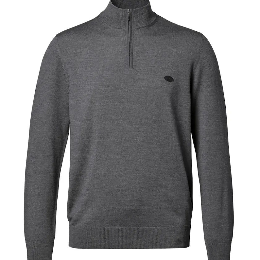 Sweaters & Dress Shirts|Sweatshirts & Fleece^New York Jets Men's Charles Tyrwhitt Gray Merino Quarter-Zip Pullover Sweater