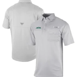 Polos^New York Jets Men's Columbia Gray Omni-Wick Flycaster Pocket Polo