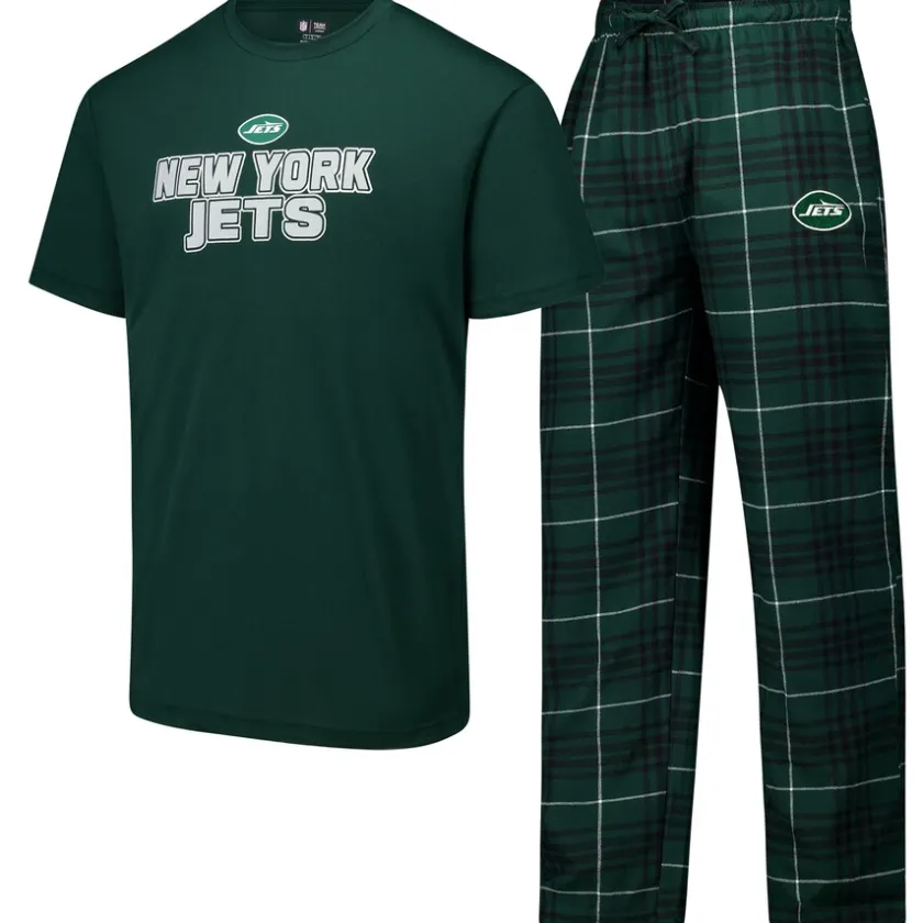 Underwear & Sleepwear^New York Jets Men's Concepts Sport Green/Black Vector T-Shirt & Flannel Pants Sleep Set