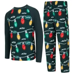 Underwear & Sleepwear^New York Jets Men's Concepts Sport Hunter Green Garland Knit Raglan Long Sleeve T-Shirt And Pants Set