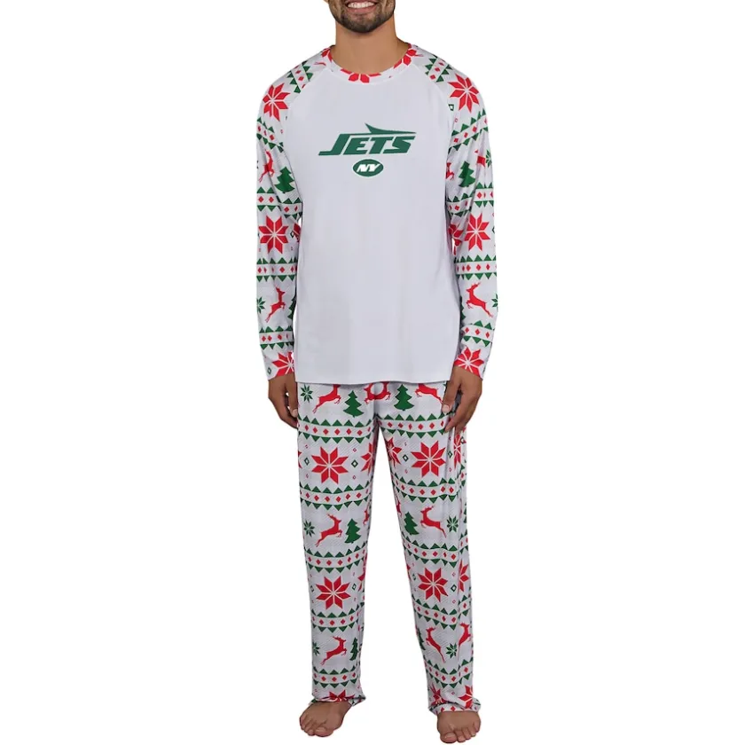 Underwear & Sleepwear^New York Jets Men's Concepts Sport Gray Tidings Knit Long Sleeve Top & Pants Pajama Set