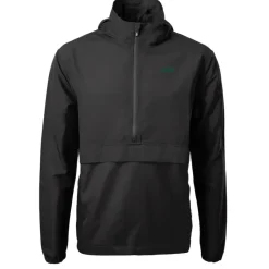 Jackets^New York Jets Men's Cutter & Buck Black Primary Logo Charter Eco Recycled Half-Zip Anorak Jacket