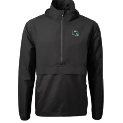 Jackets|Sweatshirts & Fleece^New York Jets Men's Cutter & Buck Black Helmet Charter Eco Recycled Half-Zip Anorak Jacket