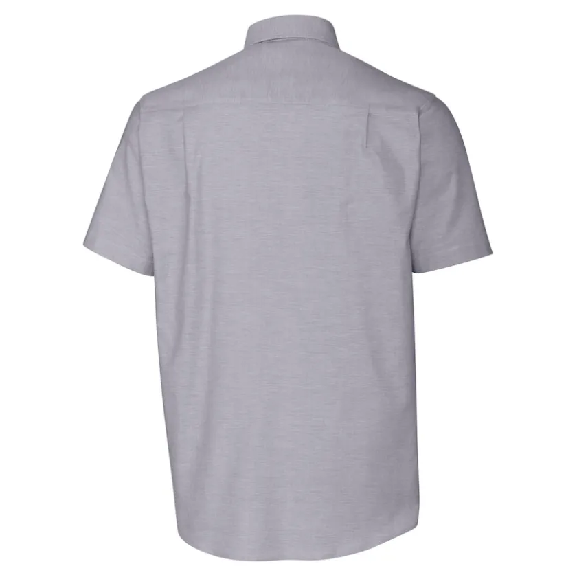 Sweaters & Dress Shirts^New York Jets Men's Cutter & Buck Charcoal Helmet Short Sleeve Stretch Oxford Button-Down Shirt