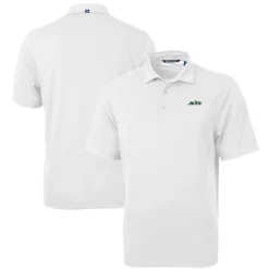 Polos^New York Jets Men's Cutter & Buck White Primary Logo DryTec Virtue Eco Pique Recycled Polo