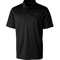 Polos^New York Jets Men's Cutter & Buck Black Primary Logo Prospect Eco Textured Stretch Recycled Polo